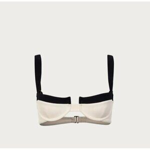 SAME LOS ANGELES BIKINY TOP XLarge WOMENS Beige/Black UNDERWIRE Faux Suede  SWIM